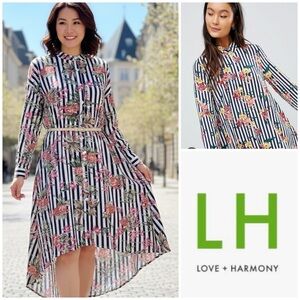 Love + Harmony Floral Striped High Low Shirt Dress